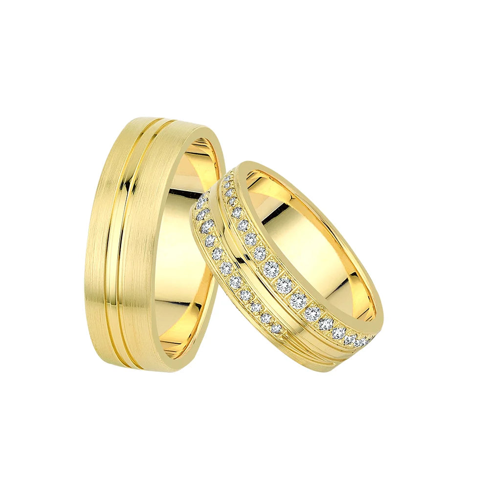 Oberturm Trauringe Classics in Gelbgold mit Diamanten F635