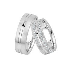 Alliances Oberturm Classics en or blanc avec diamants F636