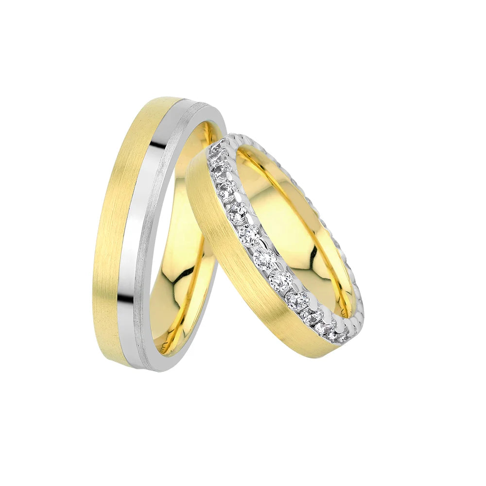 Oberturm Trauringe Classics in Gelbgold/Weissgold mit Diamanten F649