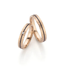 Alliances Fischer en or caramel collé