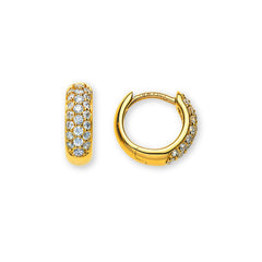 OBR1013 - Créoles en or jaune 750 avec 22 diamants chacune