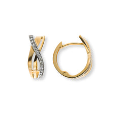 OBR1179 - Créoles à charnière en or jaune 750 partiellement sablé