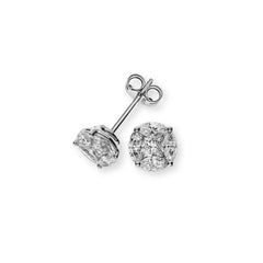 OBR2159 - Boucles d'oreilles en or blanc 750 avec 8 diamants marquise