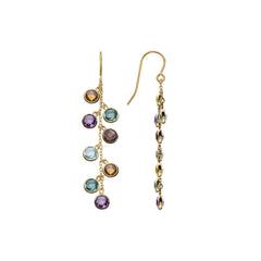 OFA1055 - Boucles d'oreilles en or jaune 750 avec 16 pierres colorées