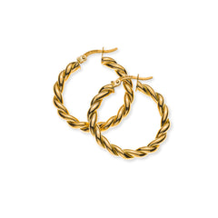 OGO1134 - Créoles en or jaune 750 cordées et polies