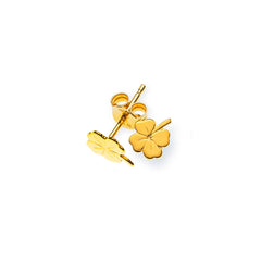 OGO8001 - Boucles d'oreilles clous trèfle porte-bonheur or jaune 375