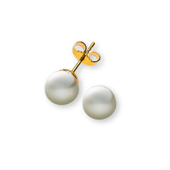 OPE1030 - Boucles d'oreilles puces perles or jaune 750 perle de culture d'eau douce ronde 7,5-8,0 mm