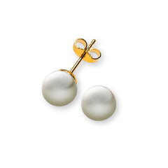 OPE1031 - Boucles d'oreilles perles or jaune 750 perle de culture d'eau douce ronde 8.0-8.5mm.