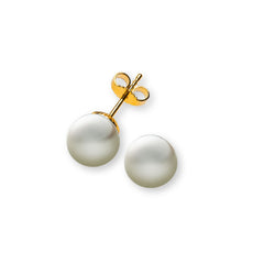 OPE1032 - Boucles d'oreilles puces or jaune 750 perle de culture d'eau douce ronde 8,5-9,0 mm