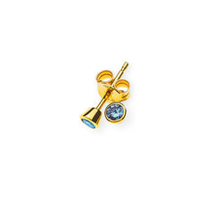 OZI8003 - Clous d'oreilles en or jaune 375 avec 2 zircones bleu clair serties clos