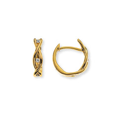 OZI8023 - Créoles en or jaune 375 polies, ajourées avec 6 zircones blanches