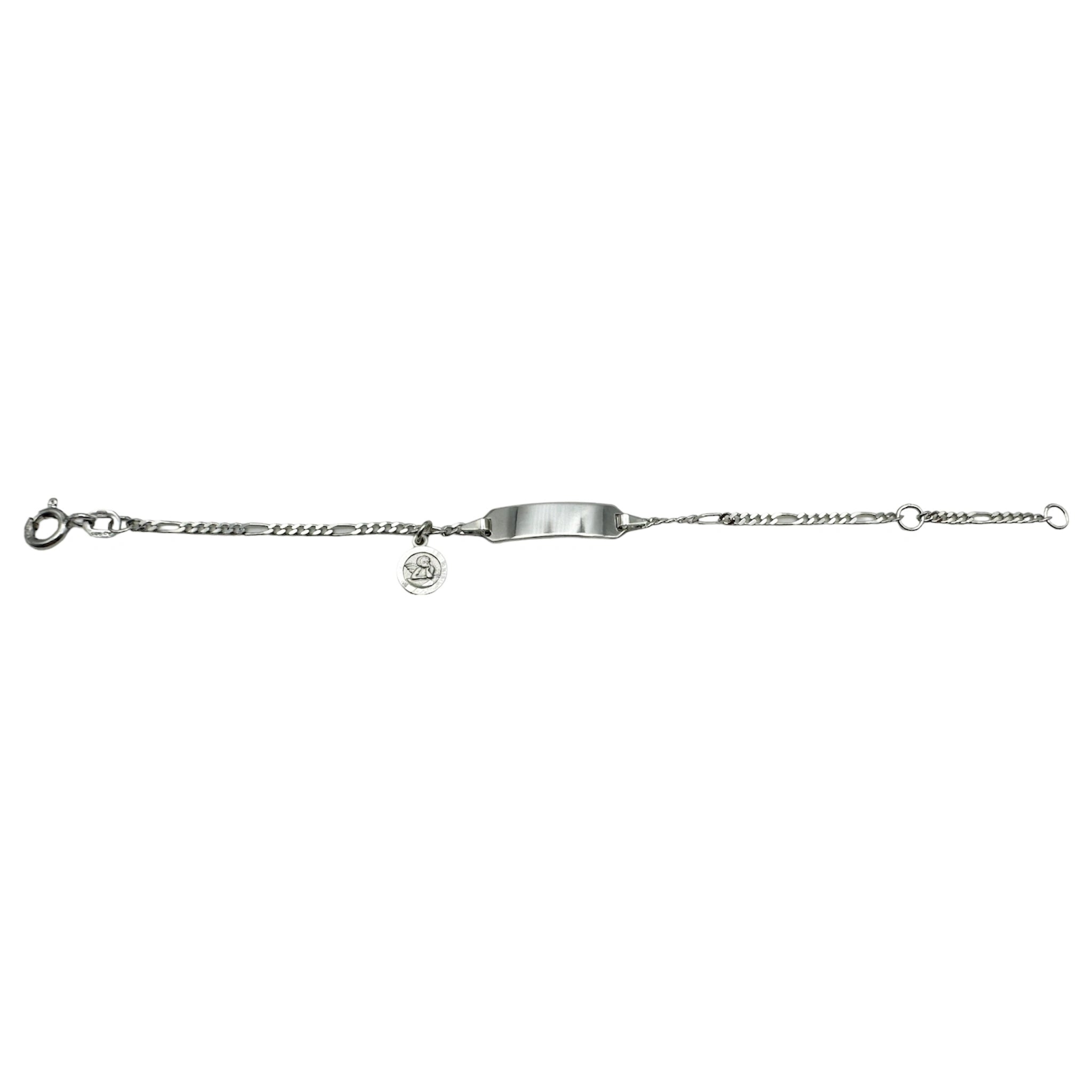 Bébé Gravurarmband | Bracelet Silber 950 mit Gravurplatte mit Engel-Anhänger