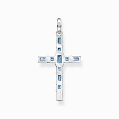 Thomas Sabo Anhänger Kreuz mit aqua Steinen Silber