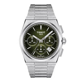 Montre chronographe automatique Tissot PRX pour homme, verte