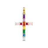 Thomas Sabo Anhänger Kreuz mit bunten Steinen Gold