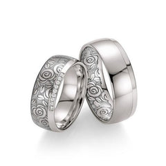 Fischer Trauringe Flora Kollektion bluetenzauber 585 Weissgold mit Diamanten