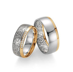 Fischer Trauringe Flora Blütenzauber Apricotgold Platin