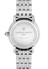 Frederique Constant Silber Edelstahl Silber Gehäuse Weiss Zifferblatt mit Diamanten Quarz Uhr
