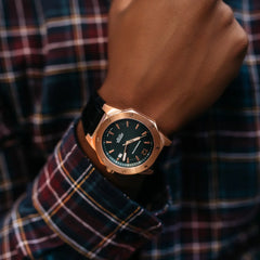 Oberturm Cornavin Grün Zifferblatt Leder Schwarz Armband Rose Gehäuse Elegant Uhren in Aarau