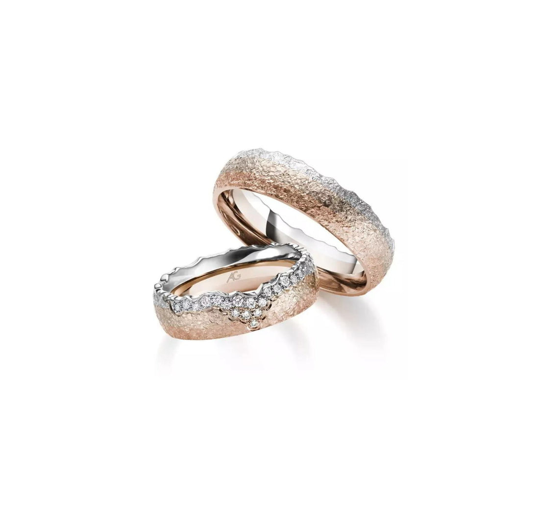  Trauringe und Eheringe in Aarau - Partnerringe in Apricotgold, Rotgold, Weissgold, Gelbgold mit Diamanten fassung