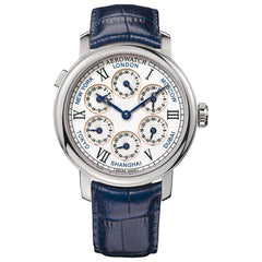 Aerowatch Renaissance 7 Time Zones Leder Blau Herrenuhr