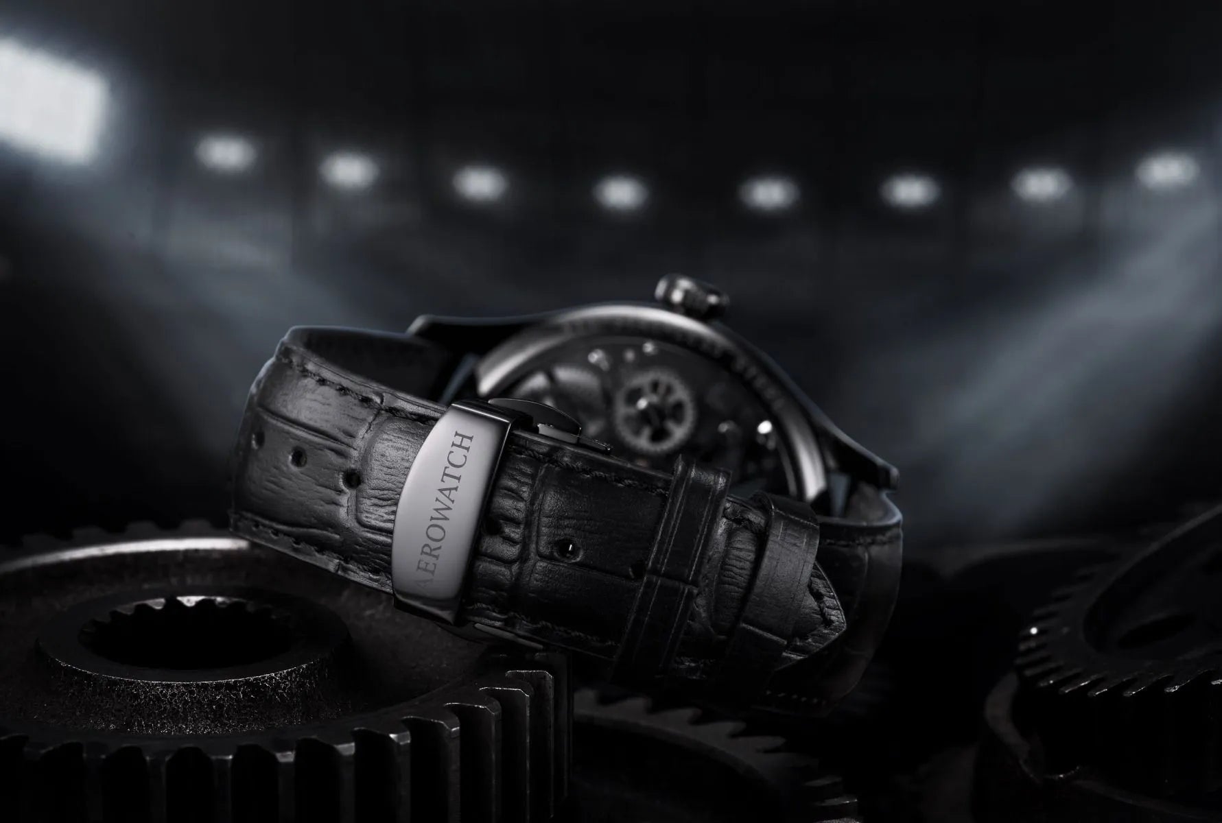 Aerowatch Renaissance Skelett Wheel Schwarz Herrenuhr