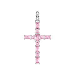 Thomas Sabo Anhänger Kreuz mit pinken Steinen Silber