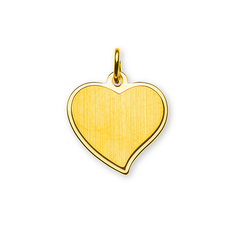 Anhänger Gelbgold 585 Gravurplatte Herzförmig Satiniert
