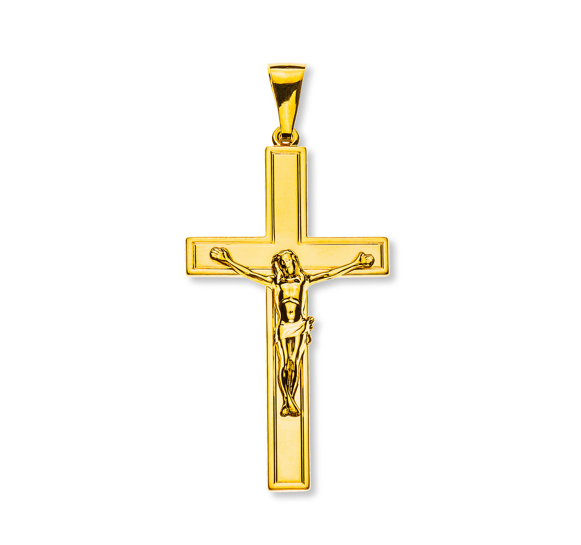 Balken-Kreuz Anhänger Gelbgold 750 mit Christus