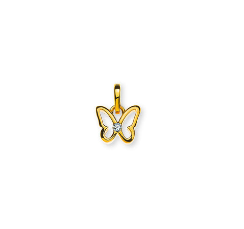 Anhänger Gelbgold 375 Schmetterling mit 1 Zirkonia Weiss