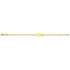 Bébé Bracelet Panzer Geschliffen Gelbgold 375 mit Gravurplatte Oval