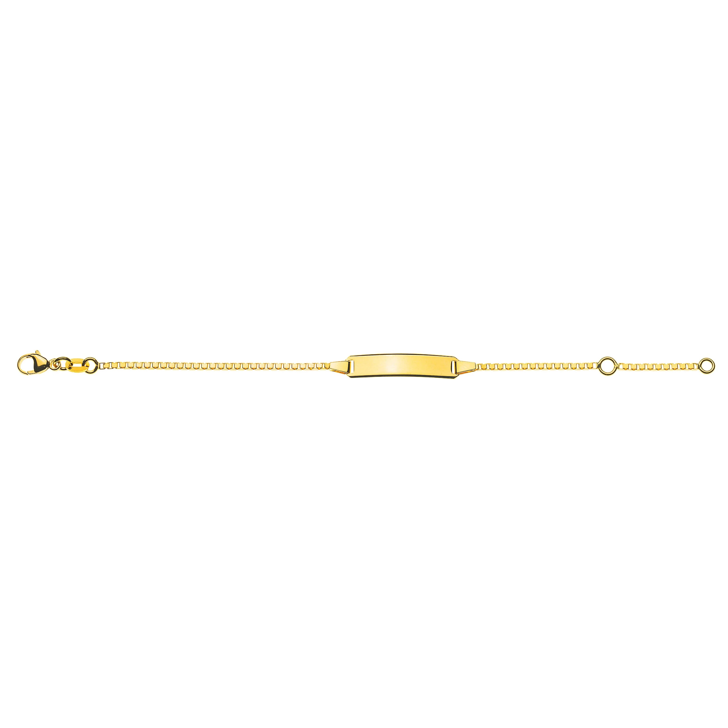 Bébé Bracelet Venezianer Diamantiert Gelbgold 375 mit Gravurplatte Rechteckig Lang