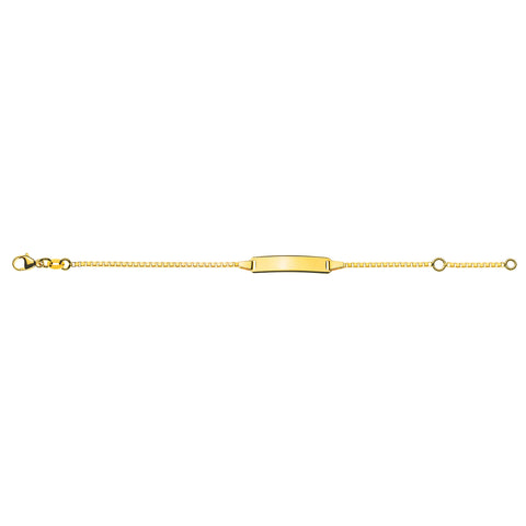 Bébé Bracelet Venezianer Diamantiert Gelbgold 750 mit Gravurplatte Rechteckig Lang