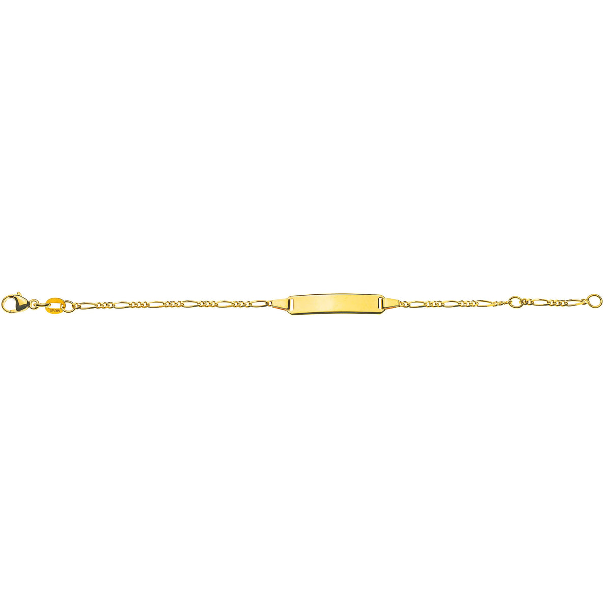 Bébé Bracelet Figaro 3+1 Gelbgold 375 mit Gravurplatte Rechteckig Lang