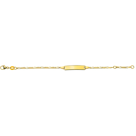 Bébé Bracelet Figaro 3+1 Gelbgold 750 mit Gravurplatte Rechteckig Lang