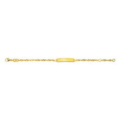 Bébé Bracelet Singapur Gelbgold 375 mit Gravurplatte Rechteckig Lang