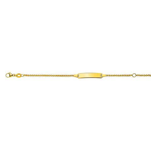 Bébé Bracelet Zopf Gelbgold 375 mit Gravurplatte Rechteckig Lang