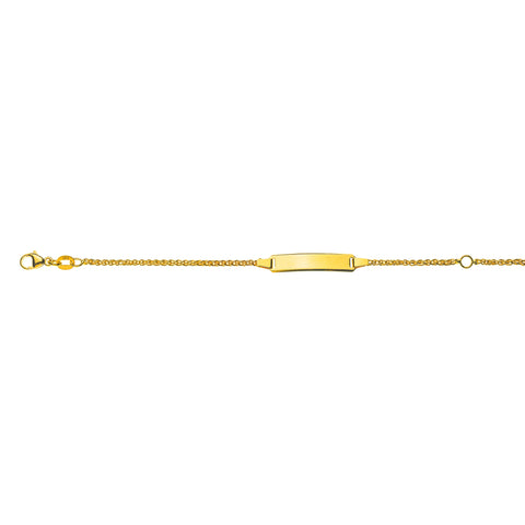 Bébé Bracelet Zopf Gelbgold 750 mit Gravurplatte Rechteckig Lang