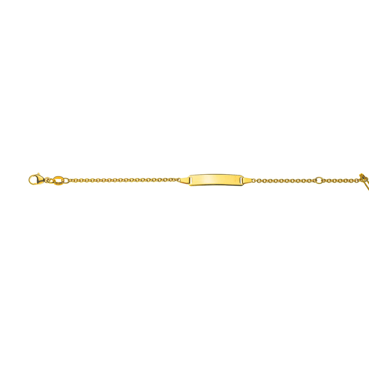 Bébé Bracelet Rundanker Gelbgold 375 mit Gravurplatte Rechteckig Lang