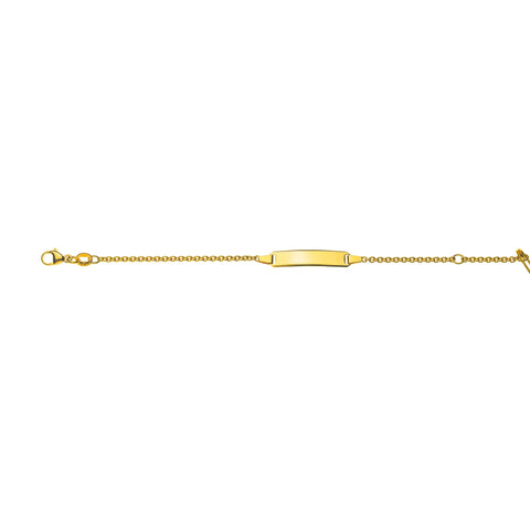Bébé Bracelet Rundanker Gelbgold 375 mit Gravurplatte Rechteckig Lang