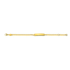 Bébé Bracelet Panzer Extraflach Diamantiert Gelbgold 750 mit Gravurplatte Rechtecking Lang