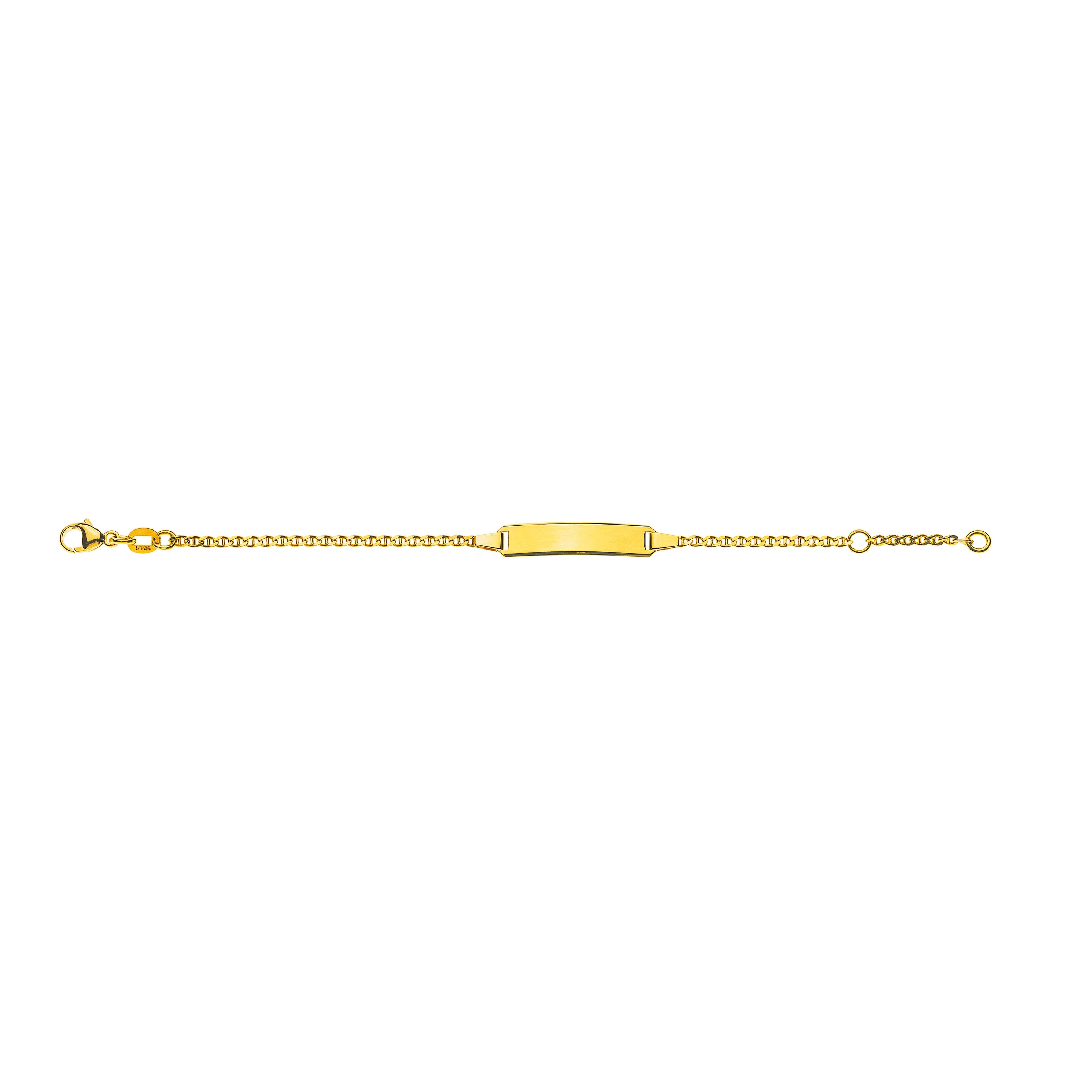 Bébé Bracelet Stäbchenpanzer Diamantiert Gelbgold 750 mit Gravurplatte Rechtecking Lang