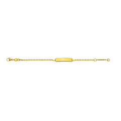 Bébé Bracelet Stäbchenpanzer Diamantiert Gelbgold 375 mit Gravurplatte Rechtecking Lang