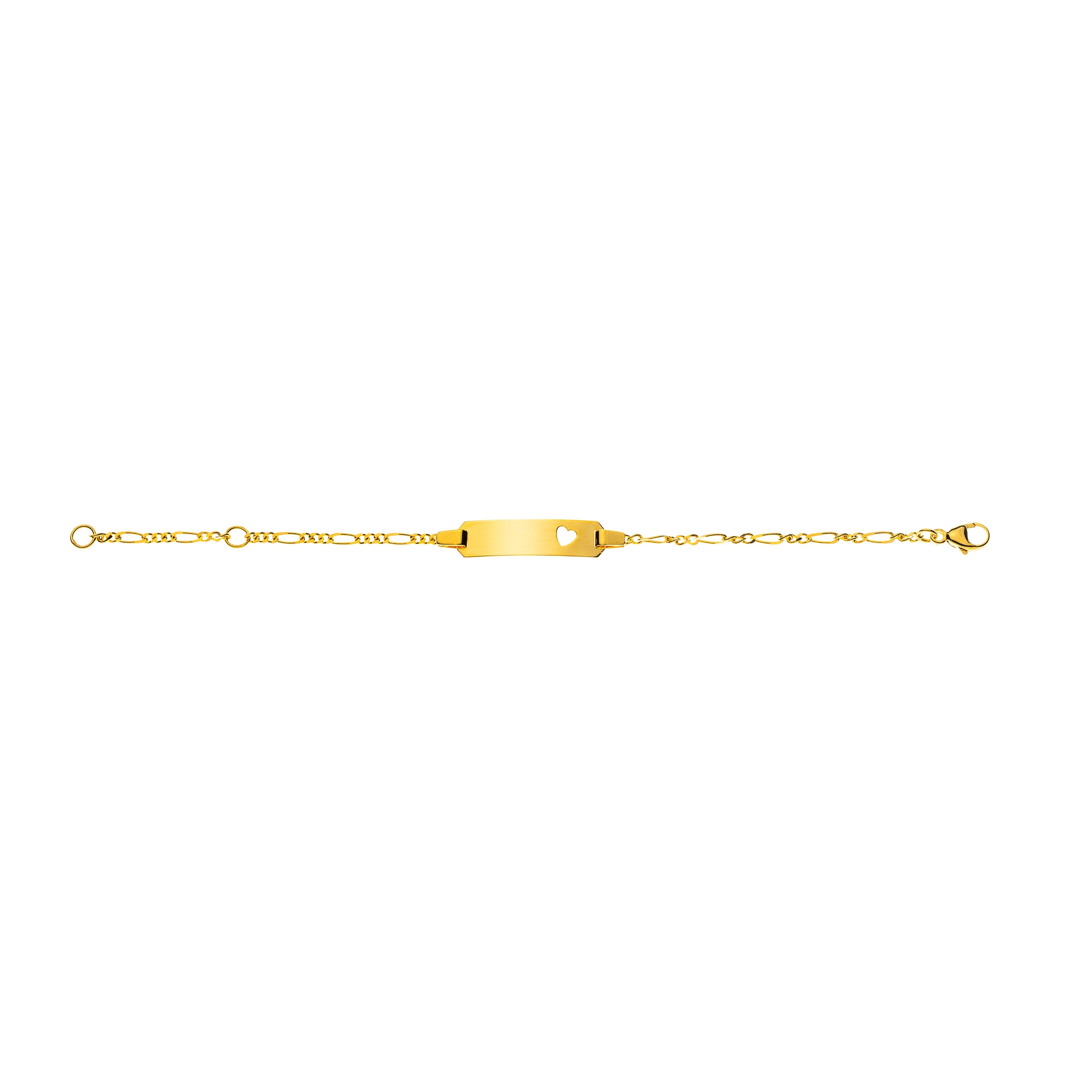 Bébé Bracelet Figaro Diamantiert Gelbgold 750 mit Ausgestanztem Herz