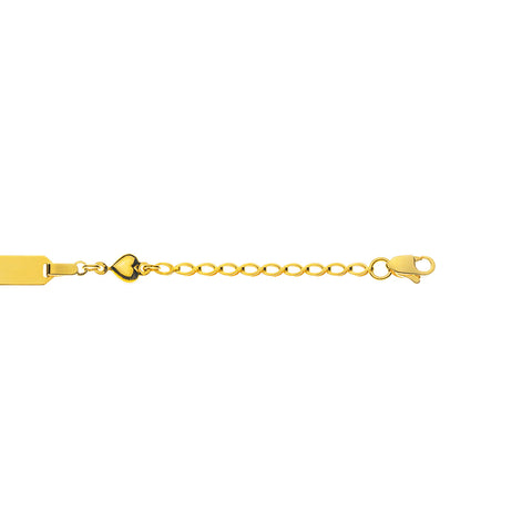 Bébé Bracelet Fantasie mit Herzli Gelbgold 750 mit Gravurplatte Rechteckig Kurz
