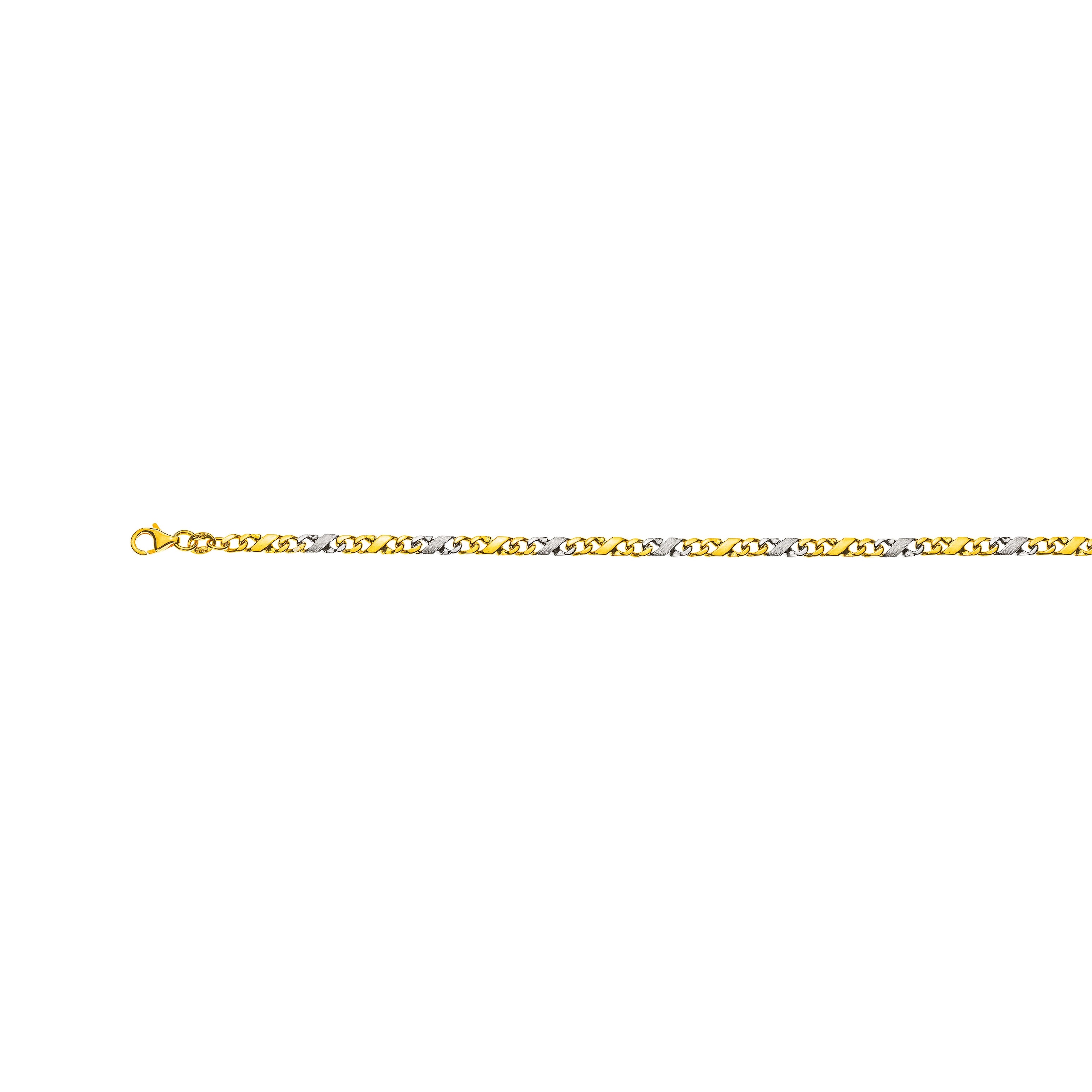 Glänzendes, Poliert / Satiniertes Carrera-Armband Aus Zweifarbigem Gold (Gelb/Weissgold) 750, ca. 3.5mm