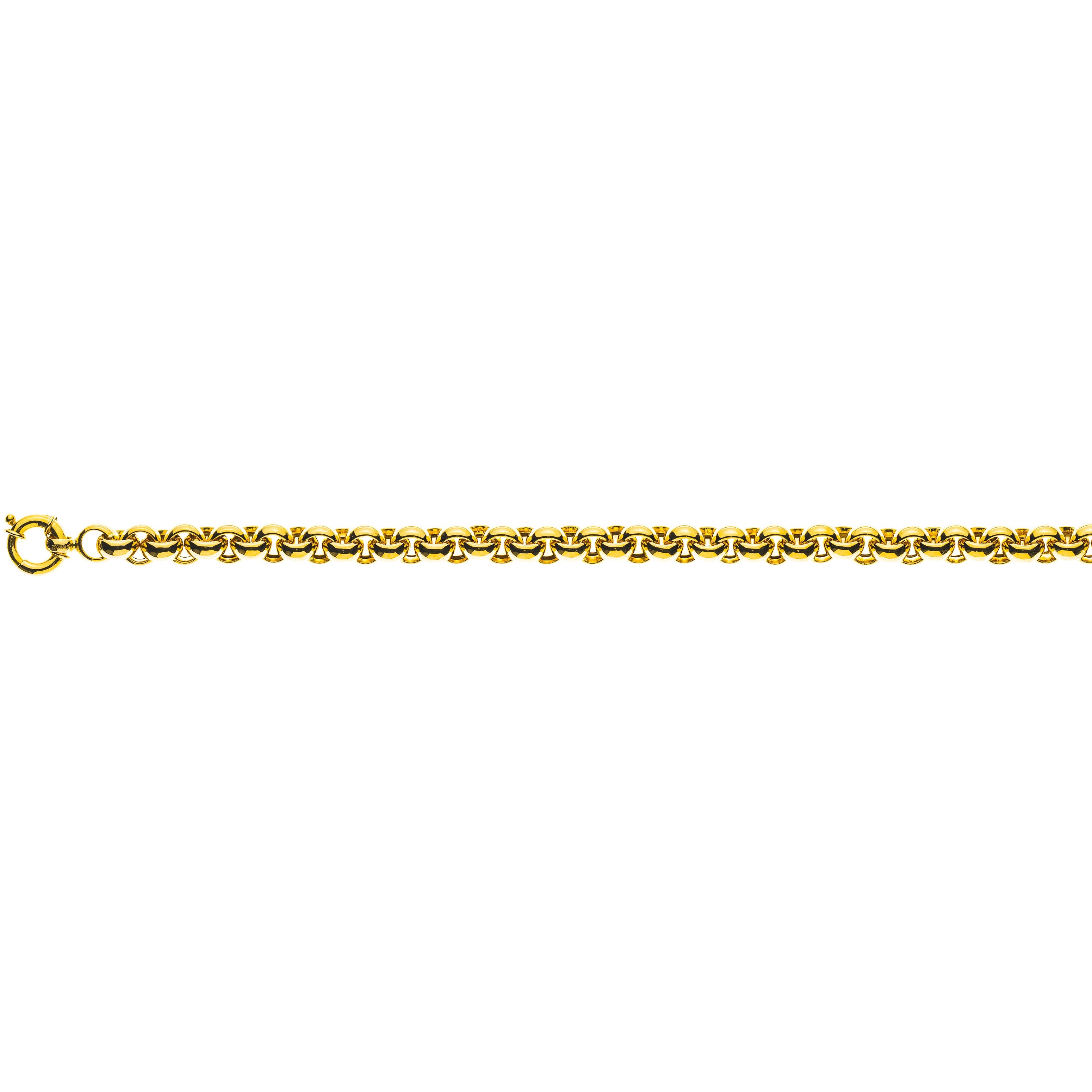 Halbmassives Erbs-Armband aus 750er Gelbgold, ca. 7.0mm dick, mit Federring-Verschluss