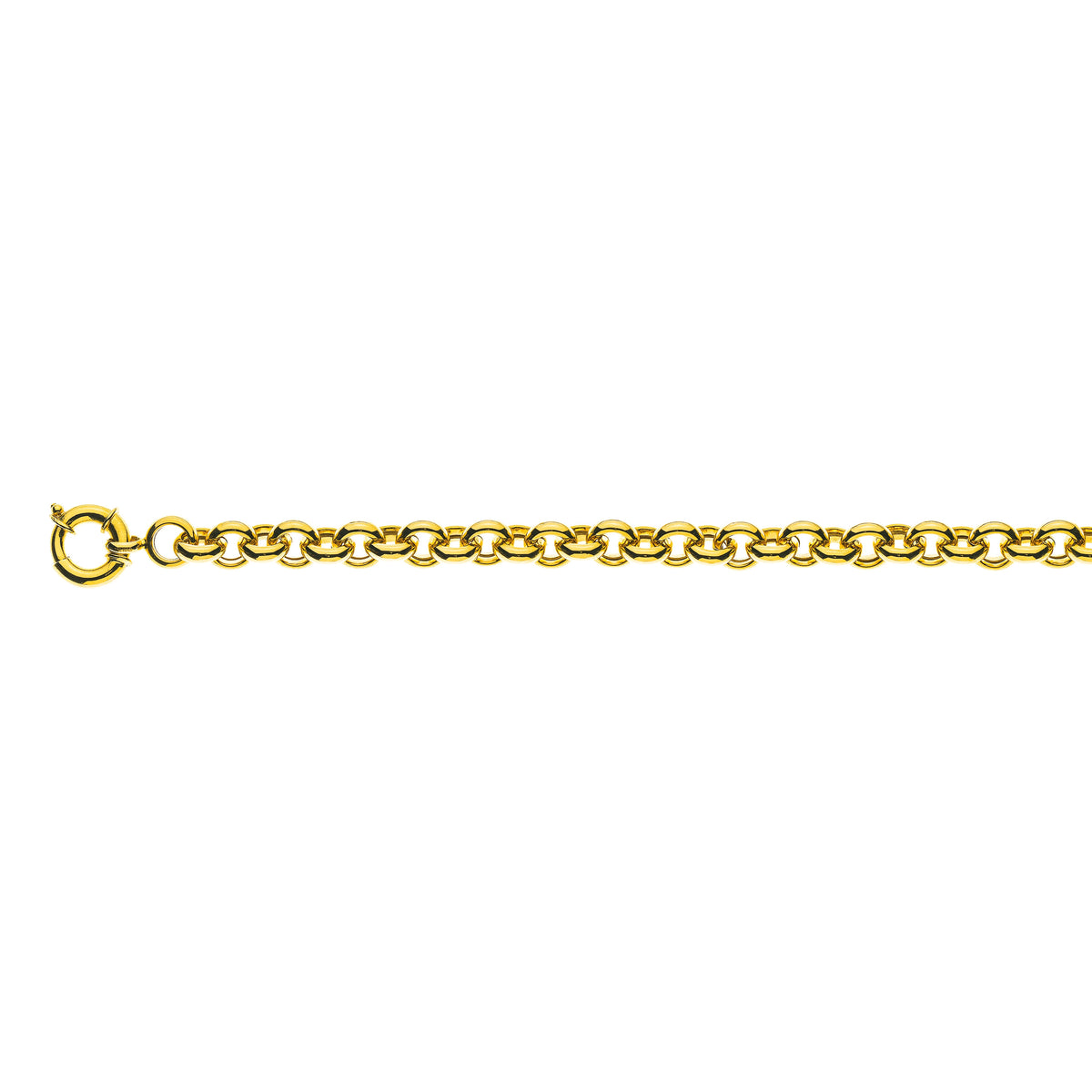 Halbmassives Erbs-Armband aus 750er Gelbgold, ca. 9.0mm dick, mit Federring-Verschluss