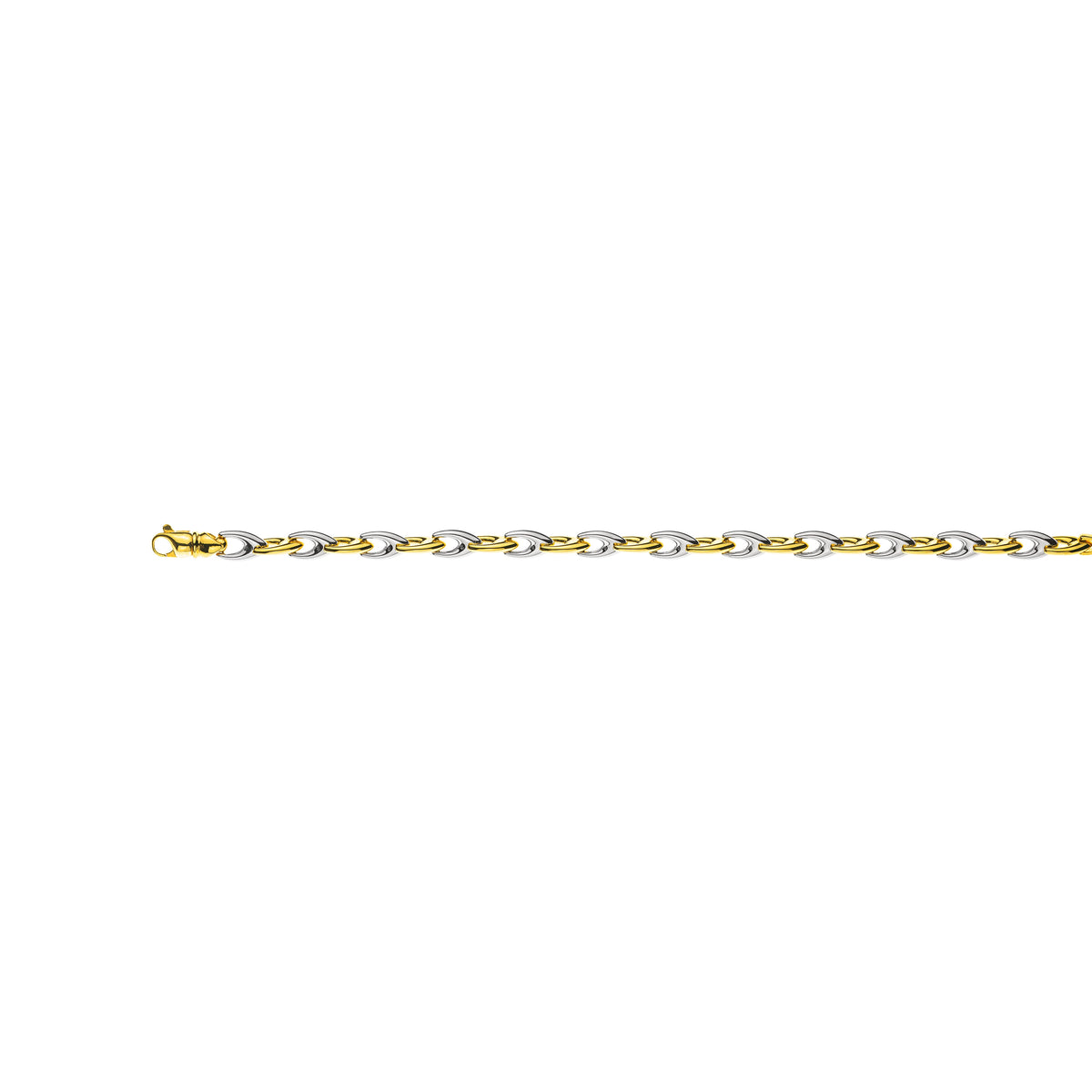 Armband aus 750er Bicolor: 19cm Länge, V-Form, 6mm Breite für Stilvolle Eleganz in Gelb und Weissgold