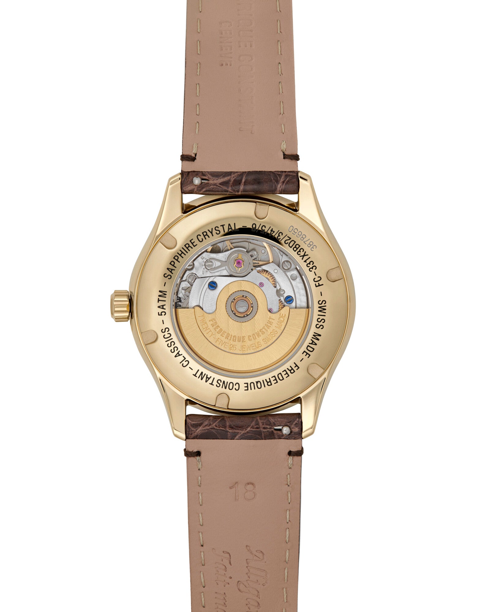 Frederique Constant Quarz Uhren Gold Gehäuse Braun Armband Perlmutt Zifferblatt 40 Diamanten Limited Edition Oberturm Uhren in Aarau